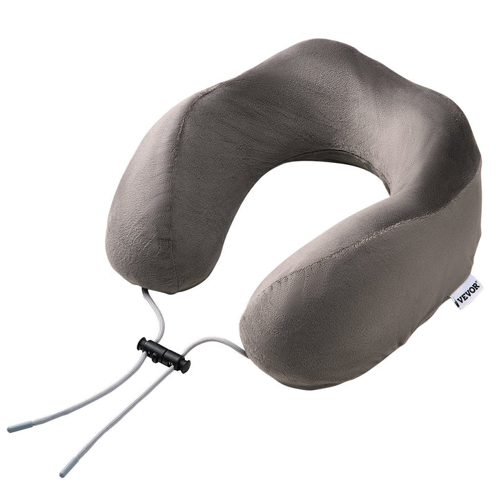 Grey U-shaped memory foam travel neck pillow