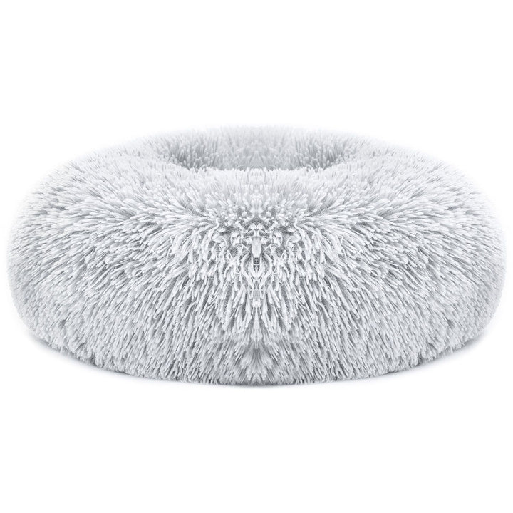 Round fleece pet bed for dogs and cats