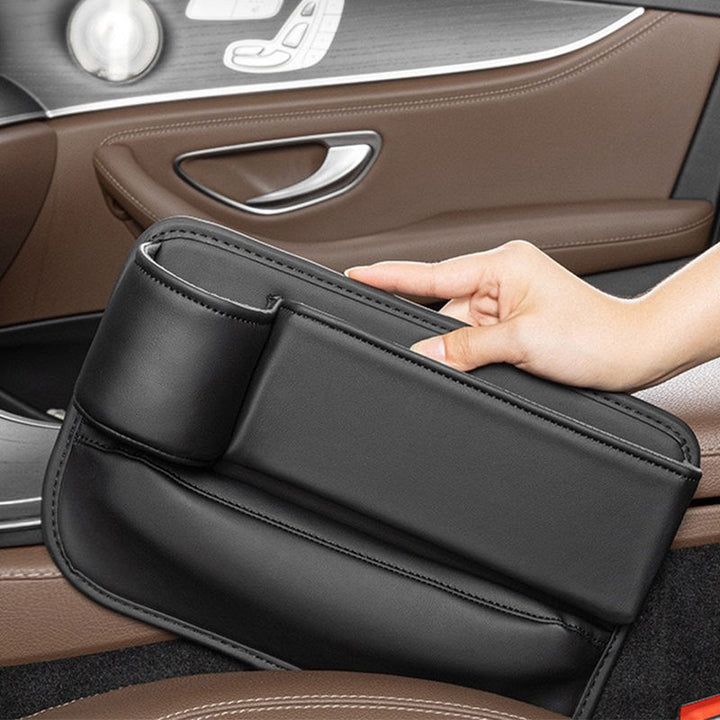 PU leather seat gap caddy fitted in a car