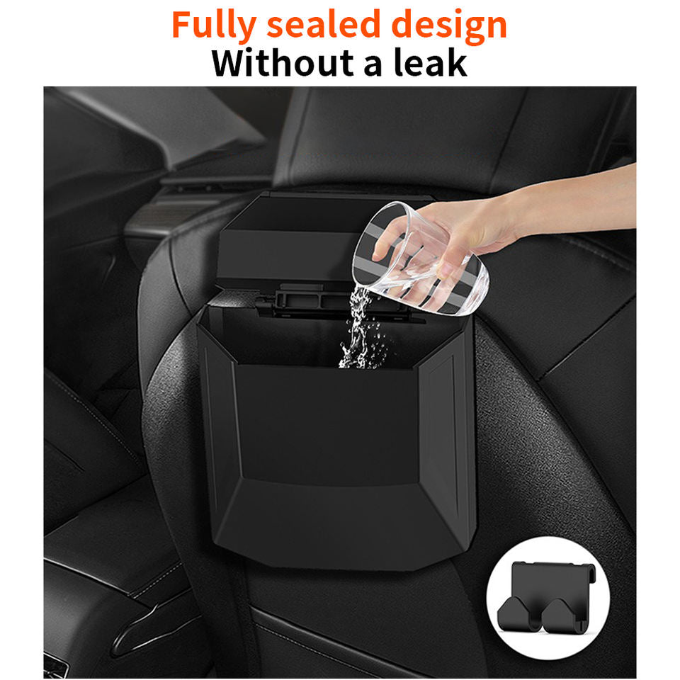Liquid poured into sealed car rubbish bin