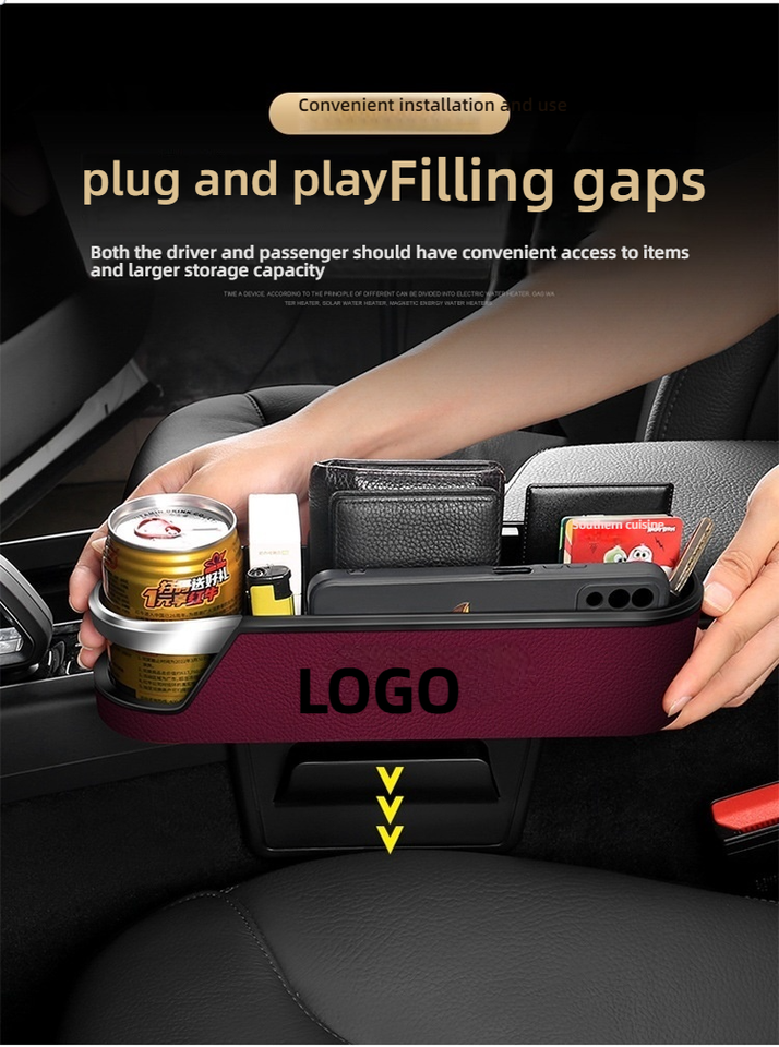 Seat gap organiser fitted beside a car console