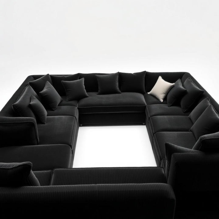 Black Corduroy Modular Sectional Sofa